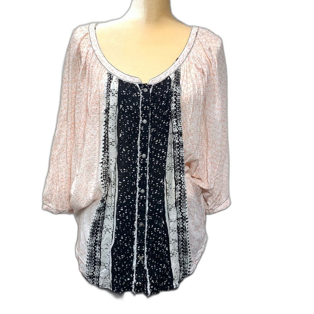 Free People Small‎ Bohemian Blouse Oversized Balloon Sleeve Top